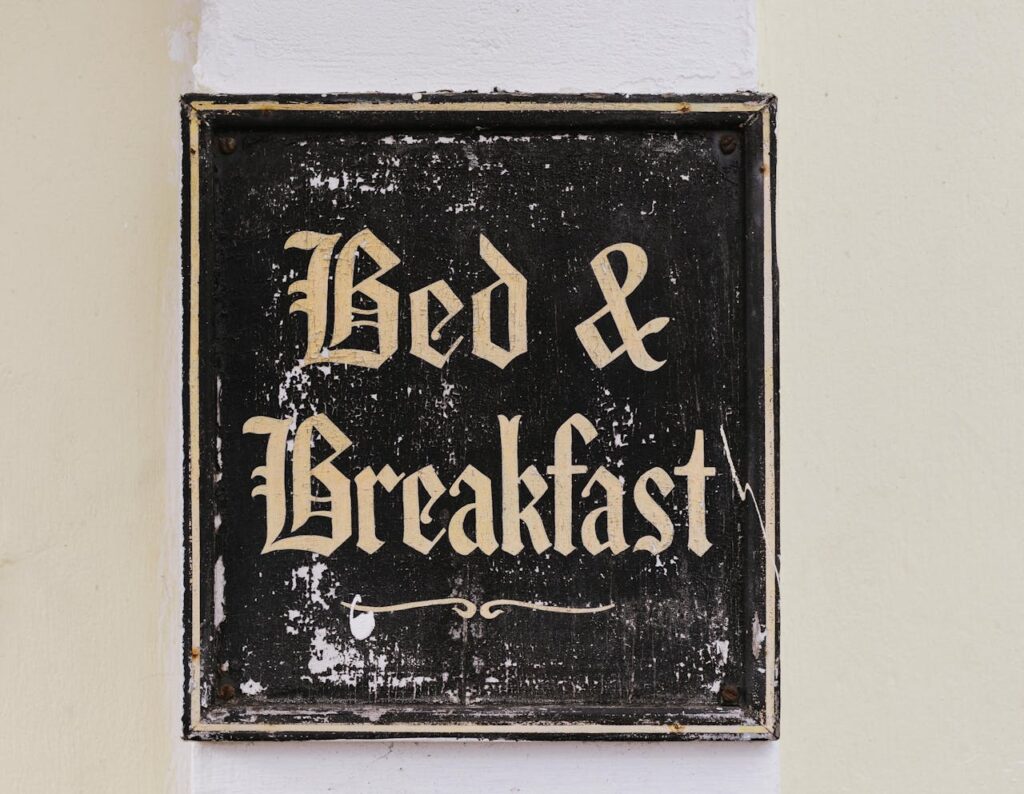 Vintage Bed and Breakfast Sign on the Wall